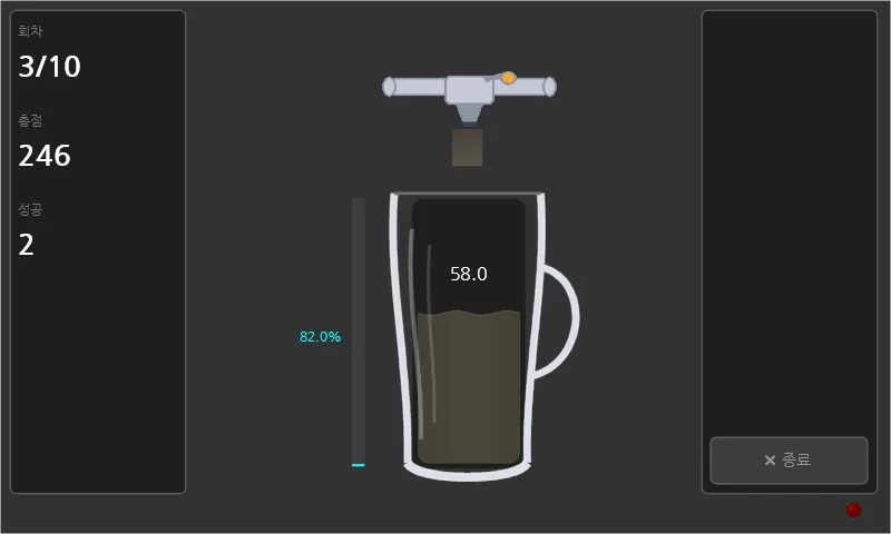 Gameplay - round 3, target 82%, current 58%