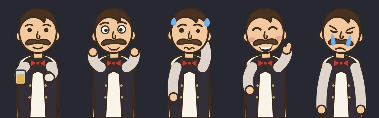 Bartender drawn in SVG - still a person made of shapes