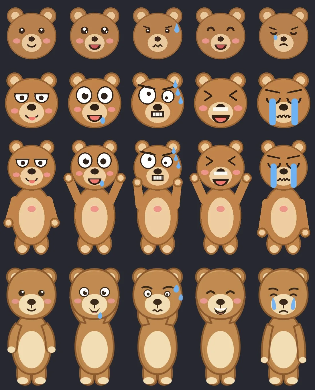 곰 4대의 진화 — 플랫 도형, 코믹 왕눈, 전신, SVG 곡선. 그리고 전부 탈락