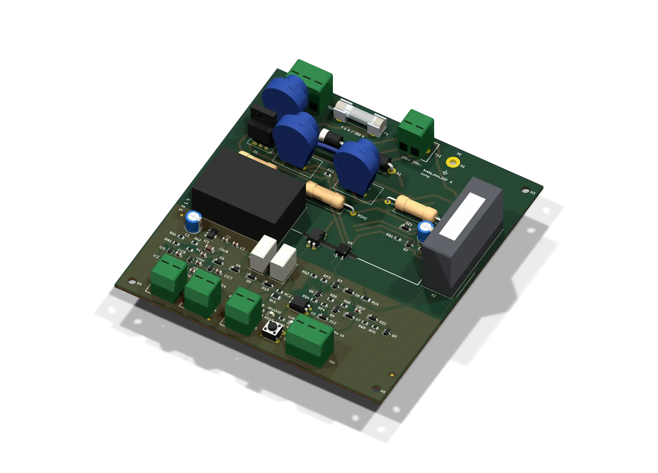 3D render of the brake rectifier board