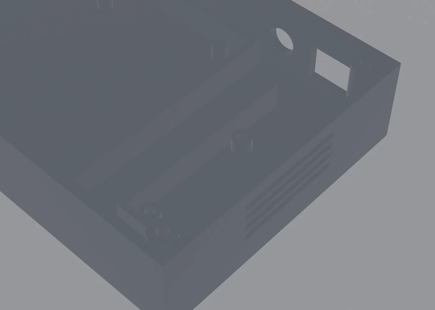 RS485 mounting bosses and pocket ribs