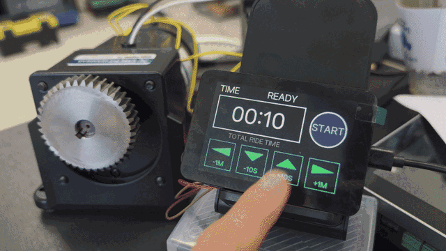 Setting the ride time on the RP2350 touch LCD and watching the countdown run